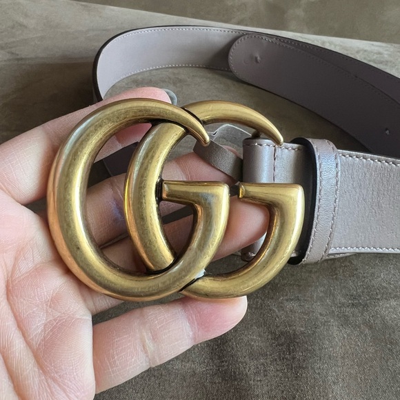 Authentic Gucci GG Double G Logo Leather Belt Camel w/ Double G Buckle - Picture 4 of 9